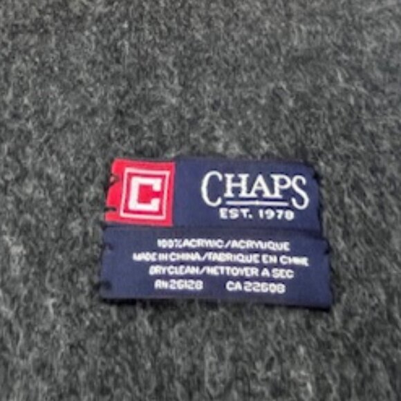 Chaps Fringe Winter Scarf Dark Gray Classic Style 10.25"x65.5" - Picture 7 of 8